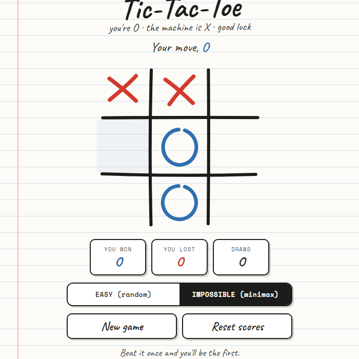Impossible Tic-Tac-Toe gameplay screenshot